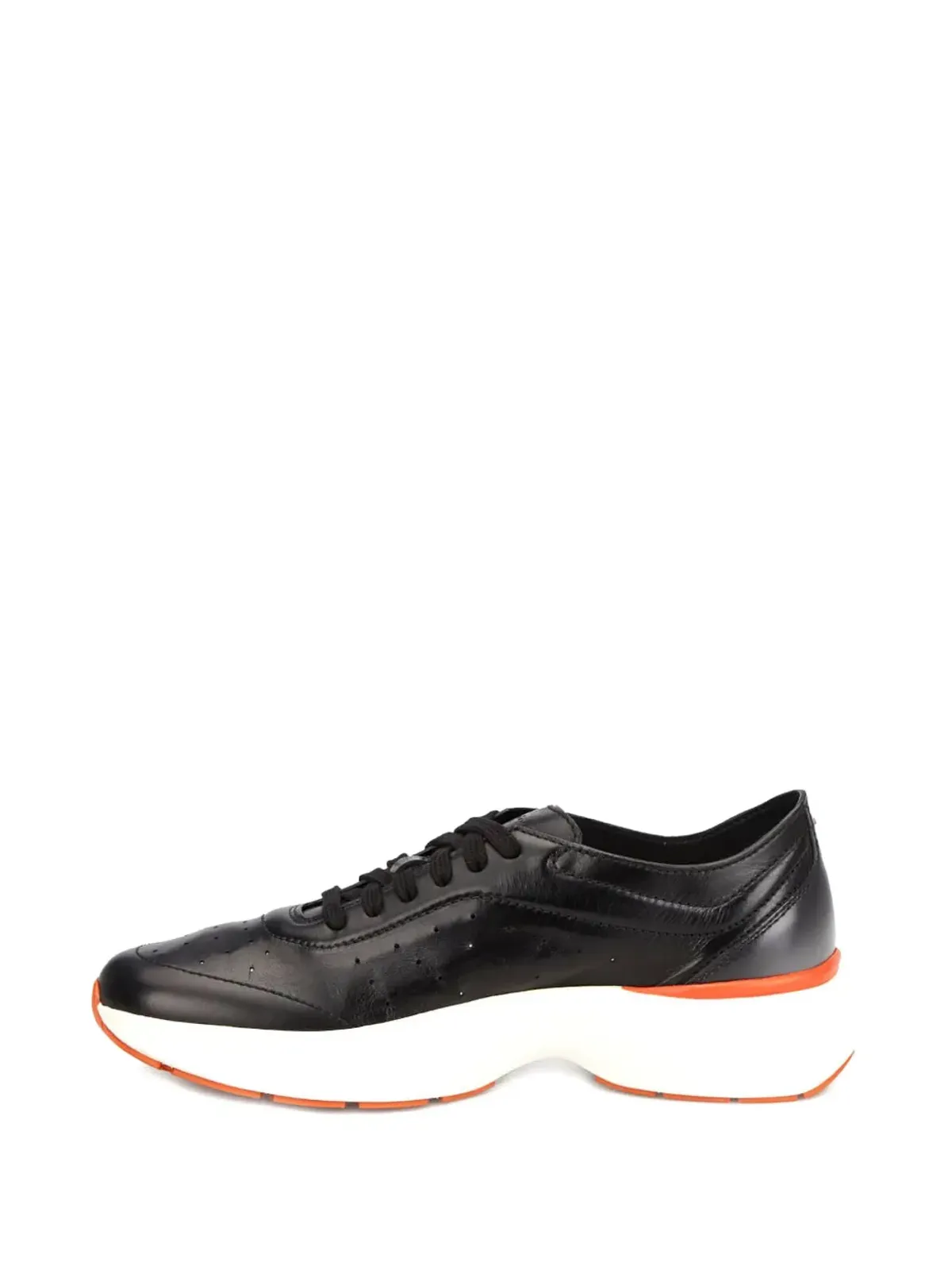 Santoni パンチングレザー ローカットスニーカー ブラック - 画像3