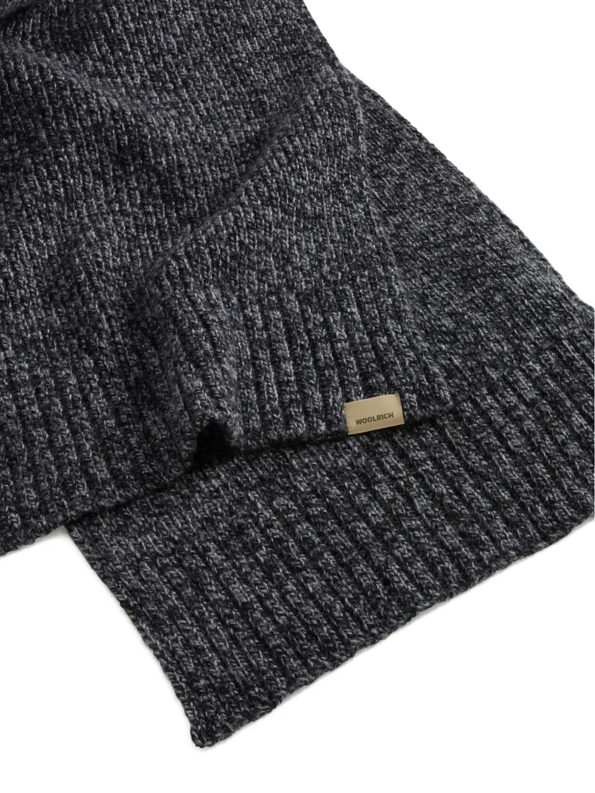 Woolrich ムーラインリブ ウールスカーフ ブラック - 画像3