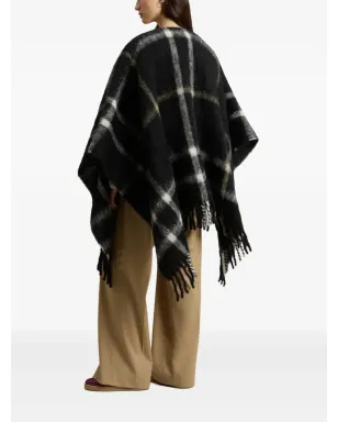 Woolrich ブラッシュドチェック柄ケープ - サムネイル2