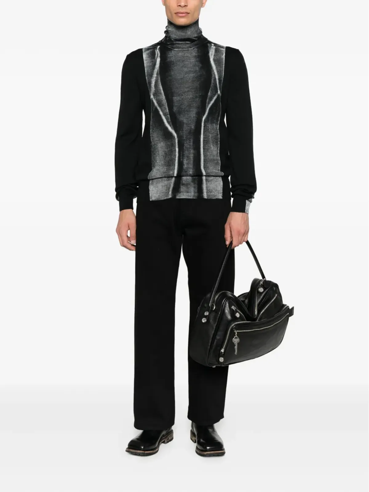 MM6 Maison Margiela ハイネックパネルドセーター - ブラック - 画像2