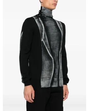 MM6 Maison Margiela ハイネックパネルドセーター - ブラック - サムネイル3