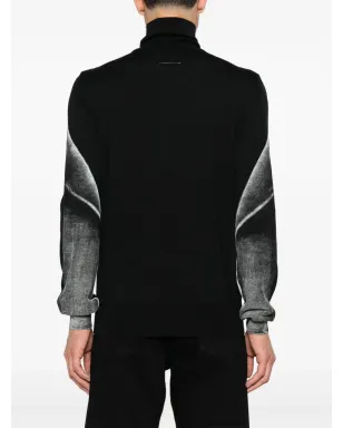 MM6 Maison Margiela ハイネックパネルドセーター - ブラック - サムネイル4