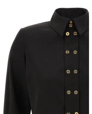 Elisabetta Franchi パッド入りショルダー ボタンフロント シャツ - ブラック - サムネイル4