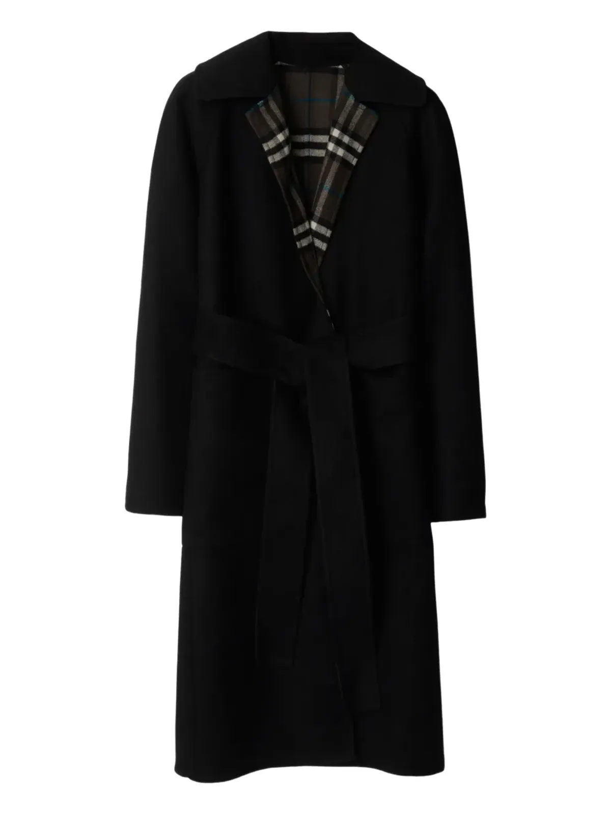 Burberry ベルト付きリバーシブル ウールコート - 画像1