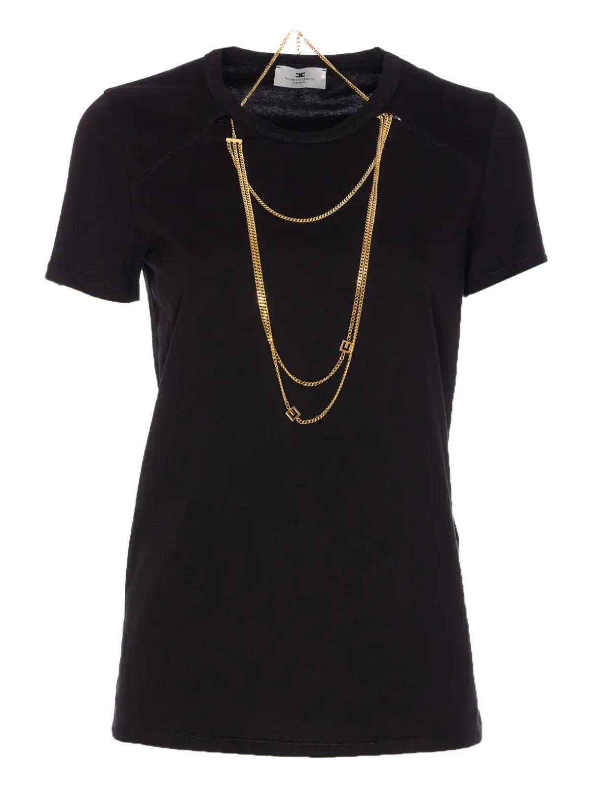 Elisabetta Franchi チェーンモチーフ付きクルーネックTシャツ - ブラック - 画像1