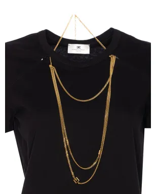 Elisabetta Franchi チェーンモチーフ付きクルーネックTシャツ - ブラック - サムネイル3
