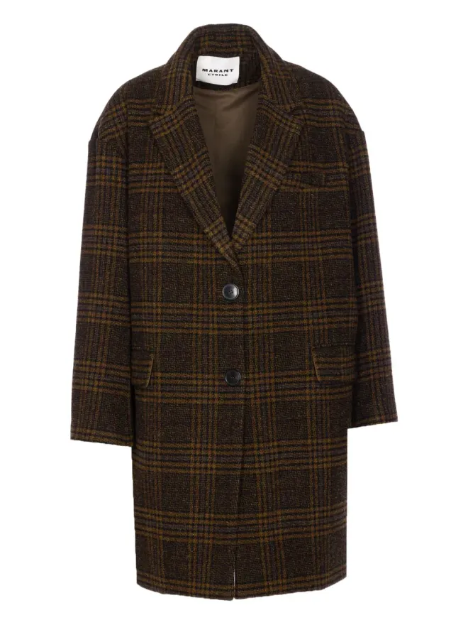 MARANT ÉTOILE MARANT ÉTOILE チェック柄 Vネック ウール シングルブレストコートの商品画像