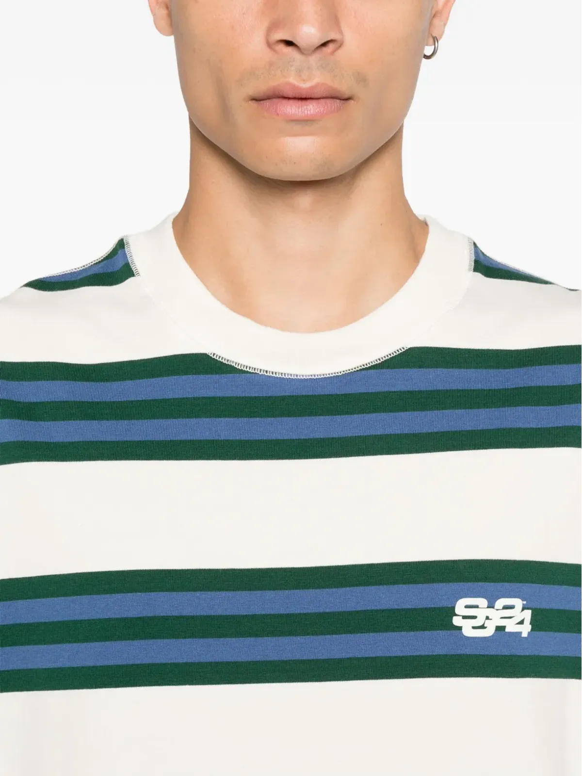 SUMMER GAMES ストライプ柄オーガニックコットンTシャツ - 画像4