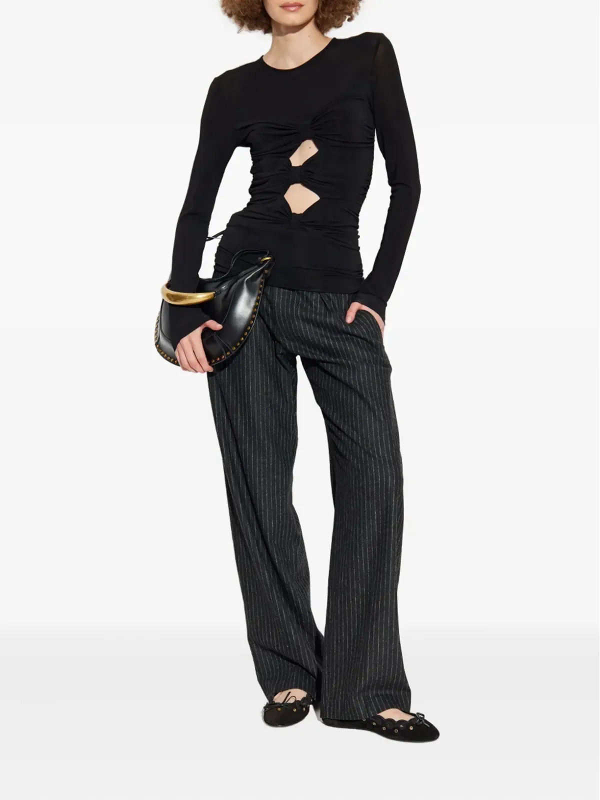 ISABEL MARANT Lisetta pinstripe pleated straight trousers - Grey - 画像2