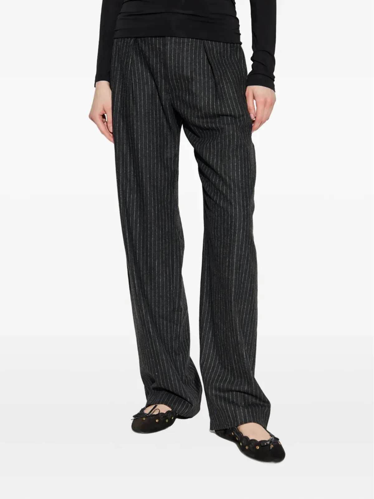 ISABEL MARANT Lisetta pinstripe pleated straight trousers - Grey - 画像3
