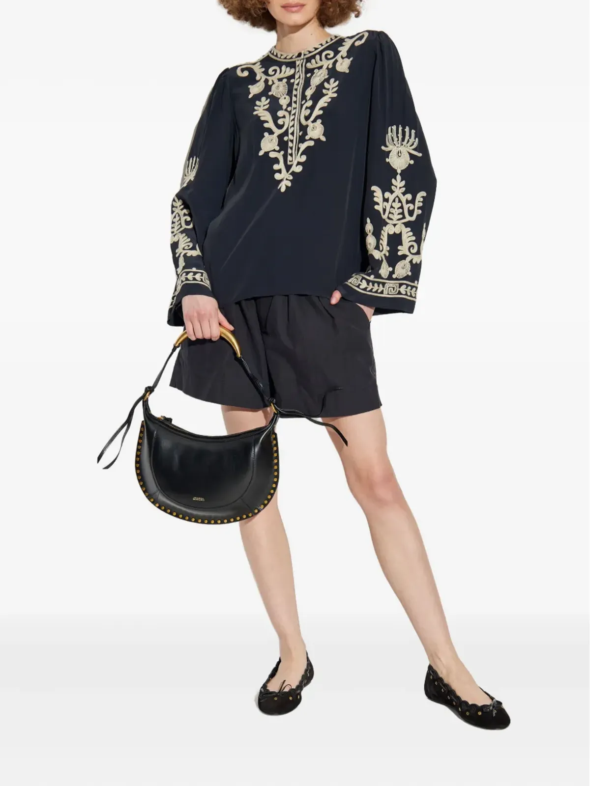 MARANT ÉTOILE Danica プリーツ付きベルトショーツ - ブラック - 画像2