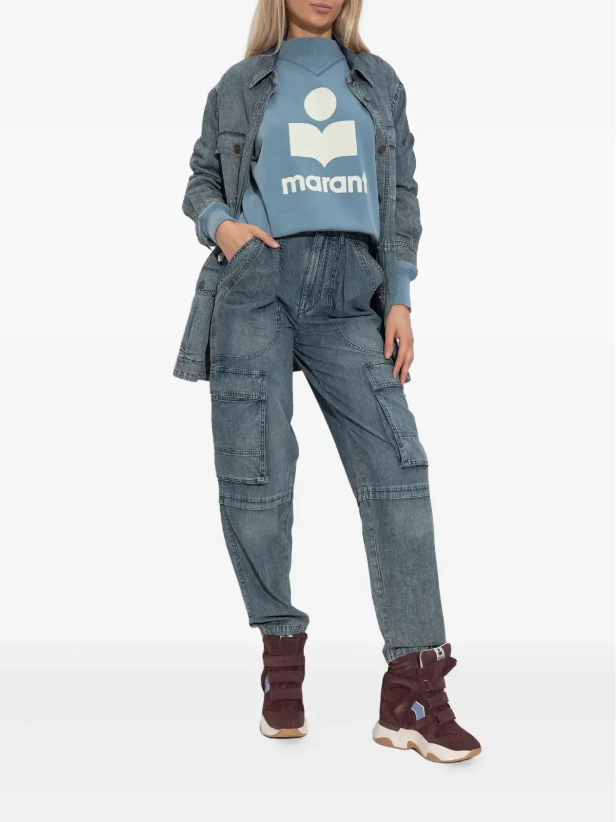 MARANT ÉTOILE ロゴプリント コットン混紡 スウェットシャツ - ブルー - 画像2