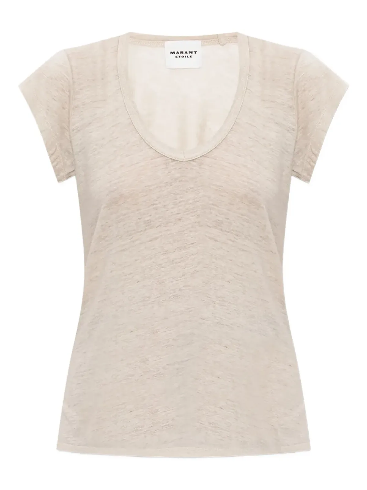 MARANT ÉTOILE Vネック半袖リネンTシャツ - 画像1
