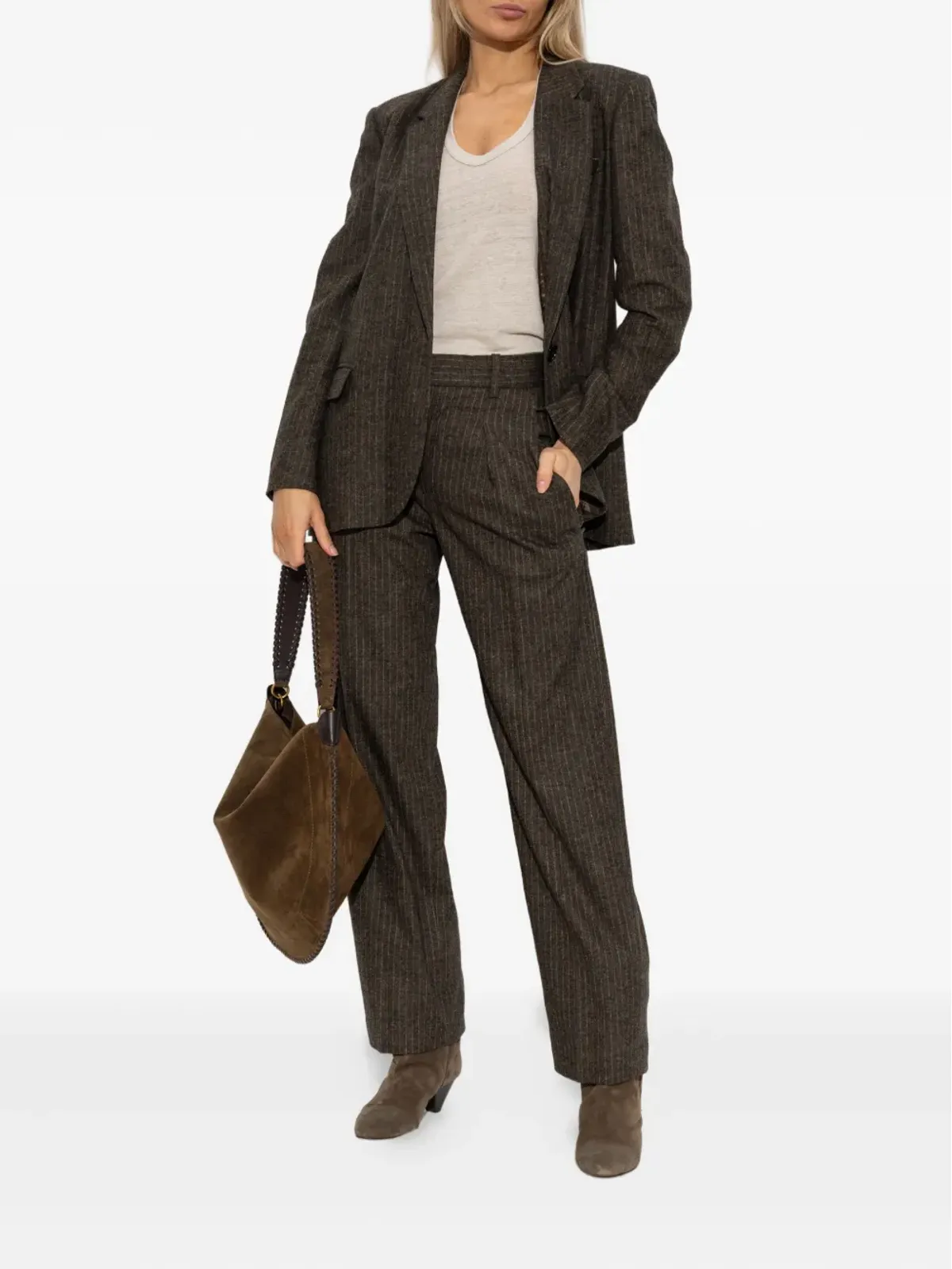 MARANT ÉTOILE Vネック半袖リネンTシャツ - 画像2