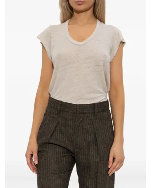 MARANT ÉTOILE Vネック半袖リネンTシャツ - サムネイル3