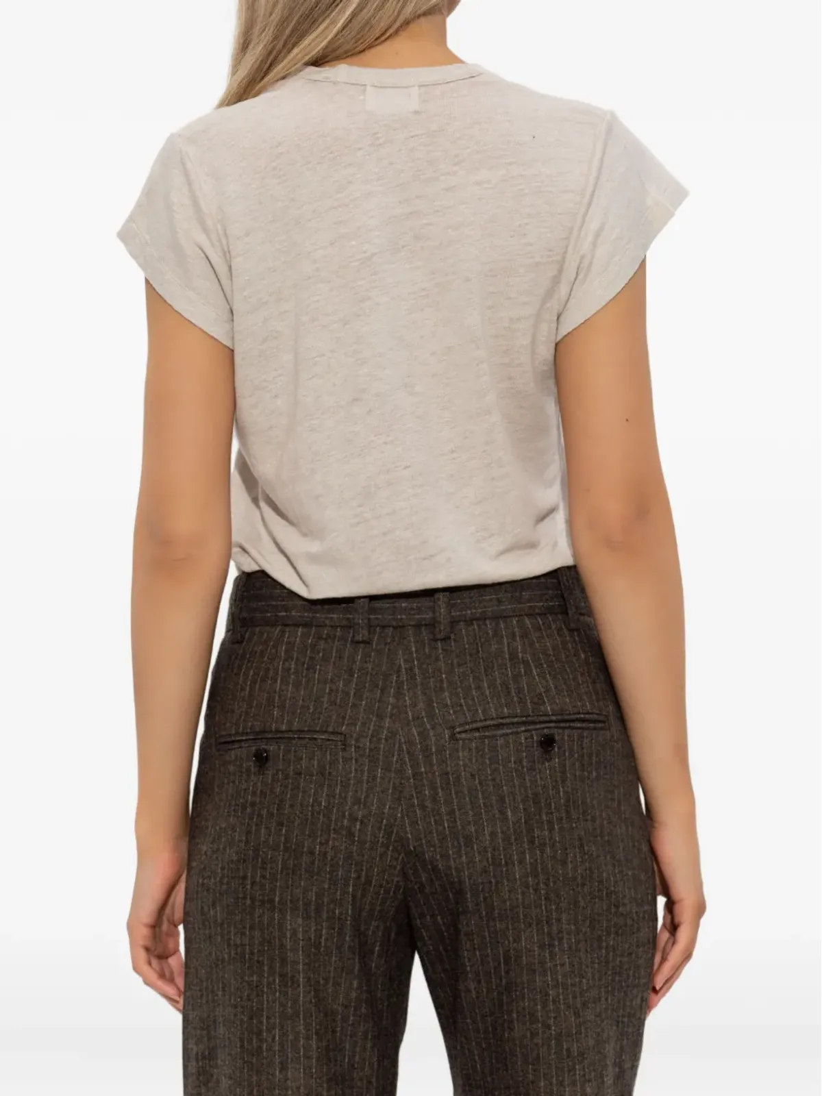 MARANT ÉTOILE Vネック半袖リネンTシャツ - 画像4