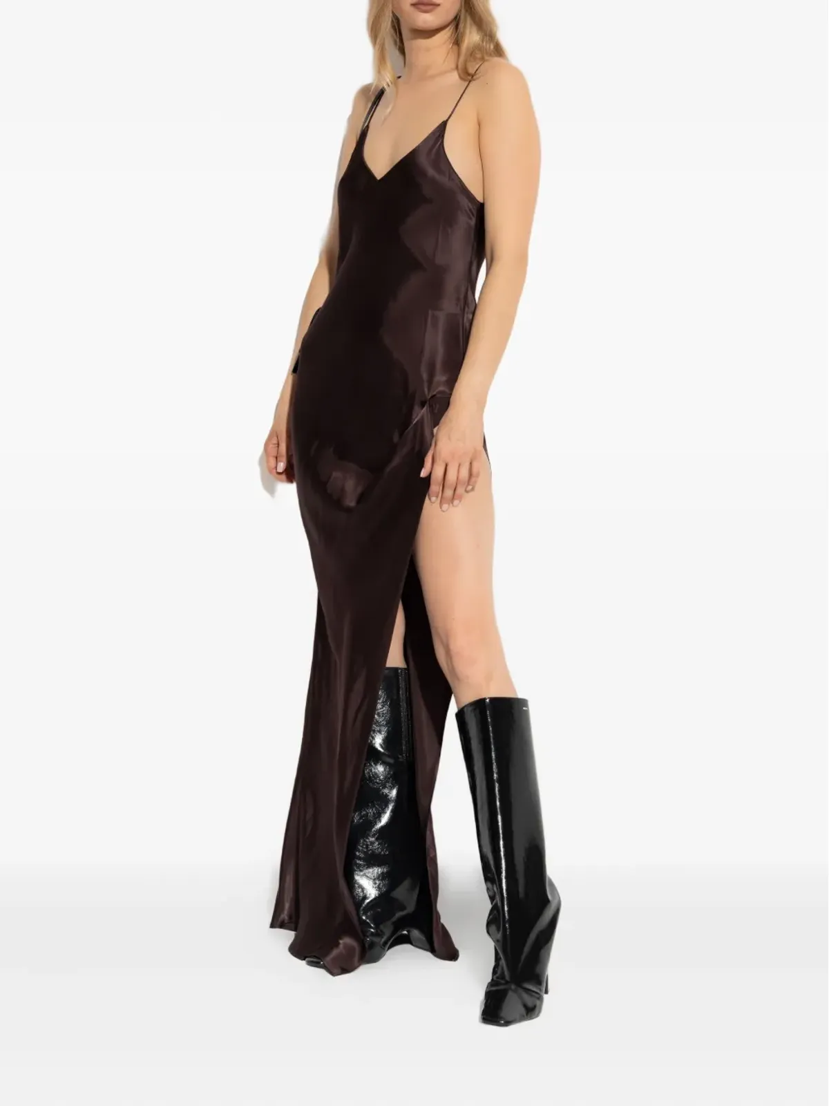 VETEMENTS サイドスリット・スリップ・マキシドレス - ブラウン - 画像3