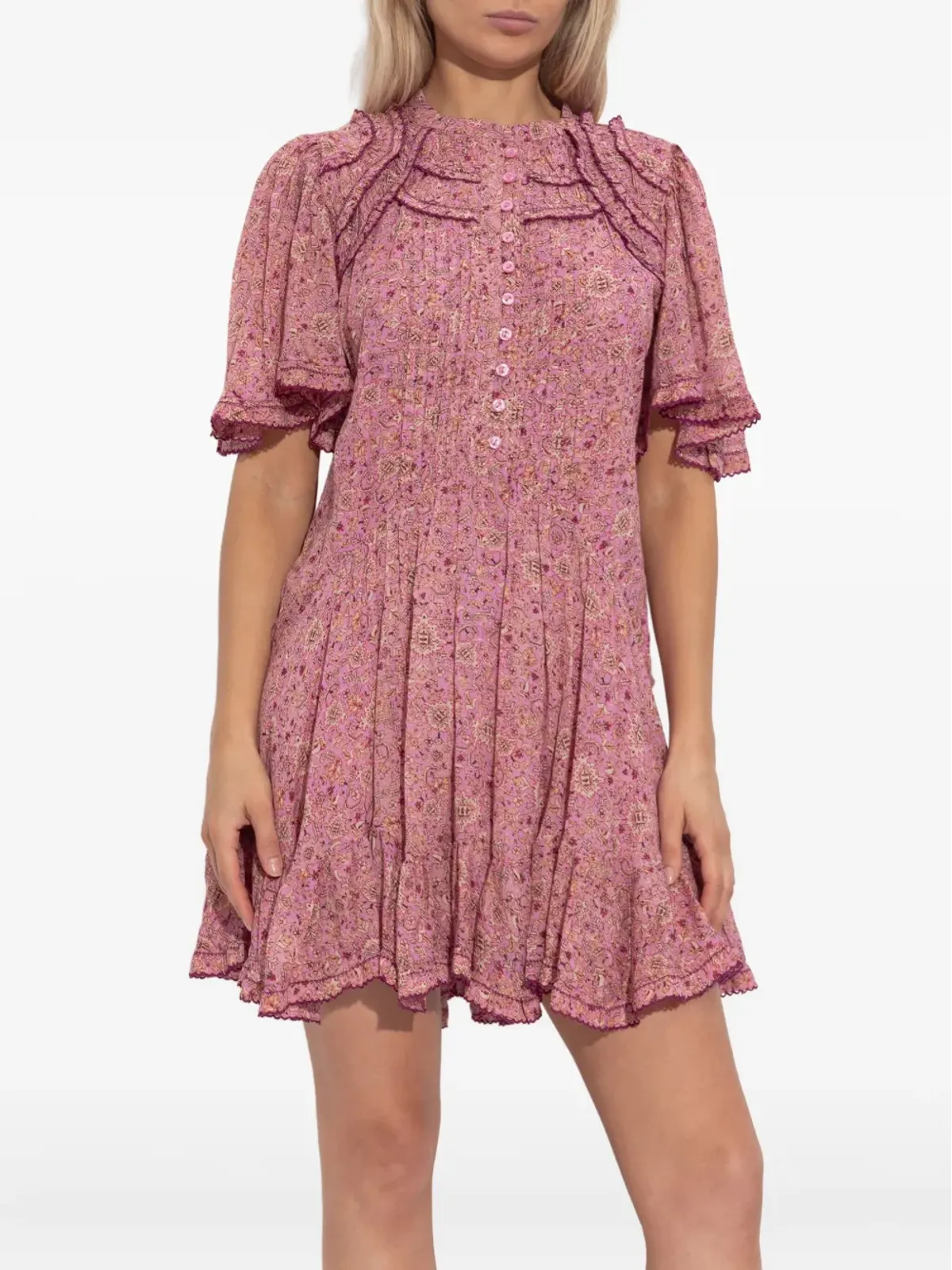 MARANT ÉTOILE 花柄プリント フリルディテール ミニドレス - 画像3