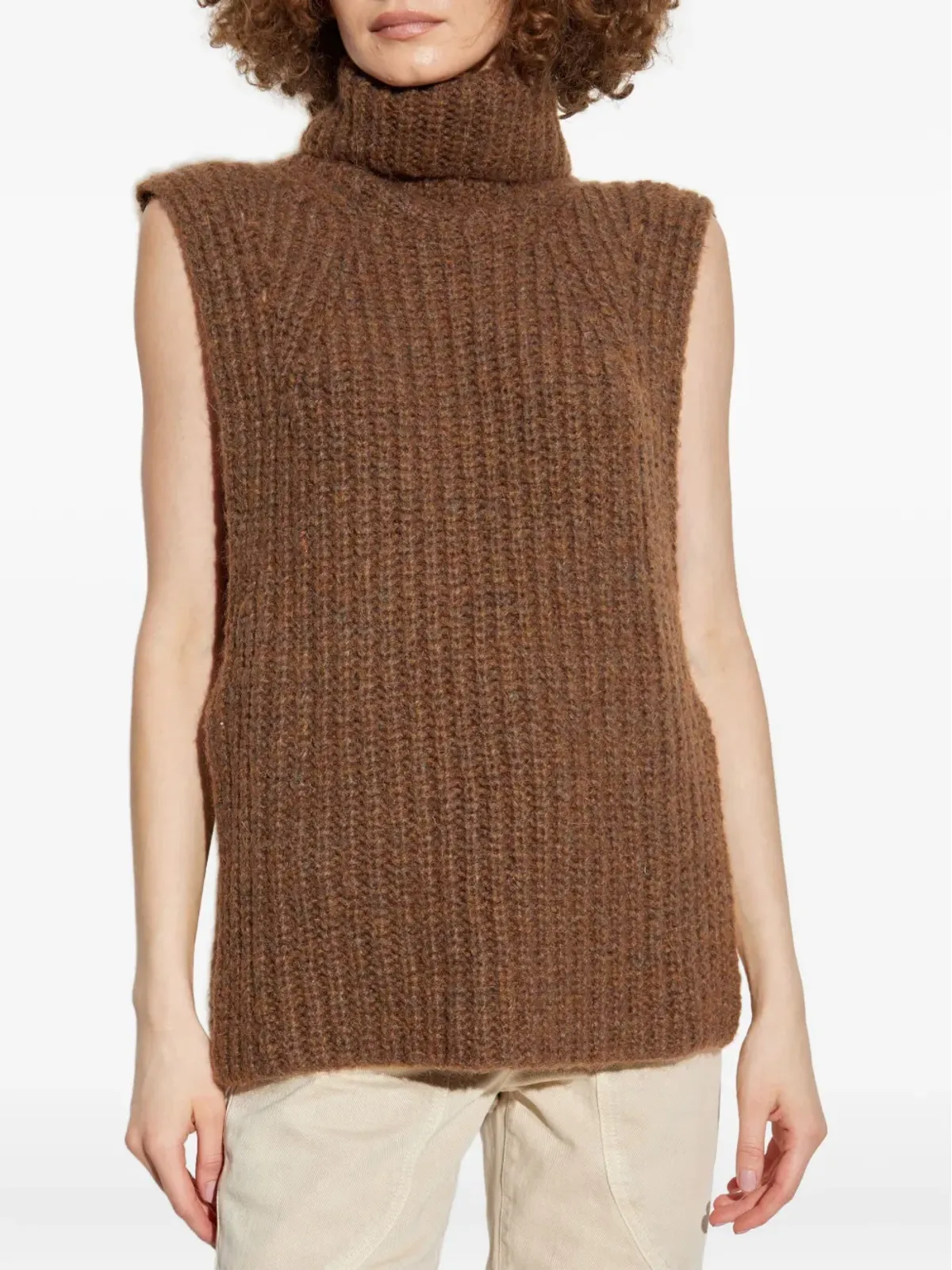ISABEL MARANT タートルネックリブ編みベスト - 画像3