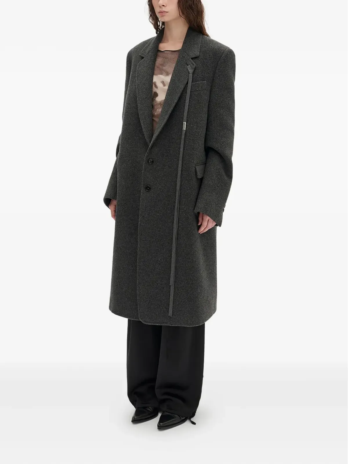 Ann Demeulemeester Viv ボタン付きカフ コート - Grey - 画像3
