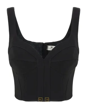 Elisabetta Franchi スイートハートネックライン ジップフロントトップ ブラック - サムネイル1