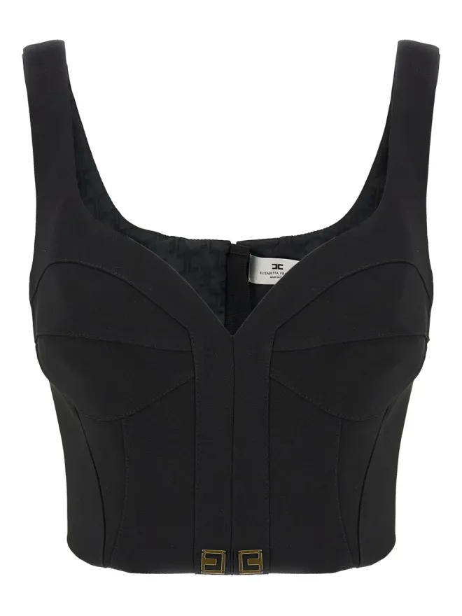 Elisabetta Franchi Elisabetta Franchi スイートハートネックライン ジップフロントトップ ブラックの商品画像