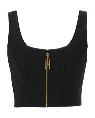 Elisabetta Franchi スイートハートネックライン ジップフロントトップ ブラック - サムネイル2
