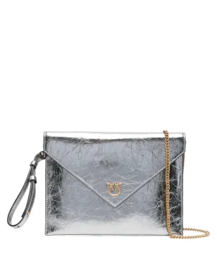 PINKO グレーのメタリックレザー フラップクラッチ - サムネイル1