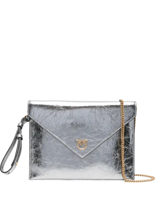 PINKO PINKO グレーのメタリックレザー フラップクラッチの商品画像