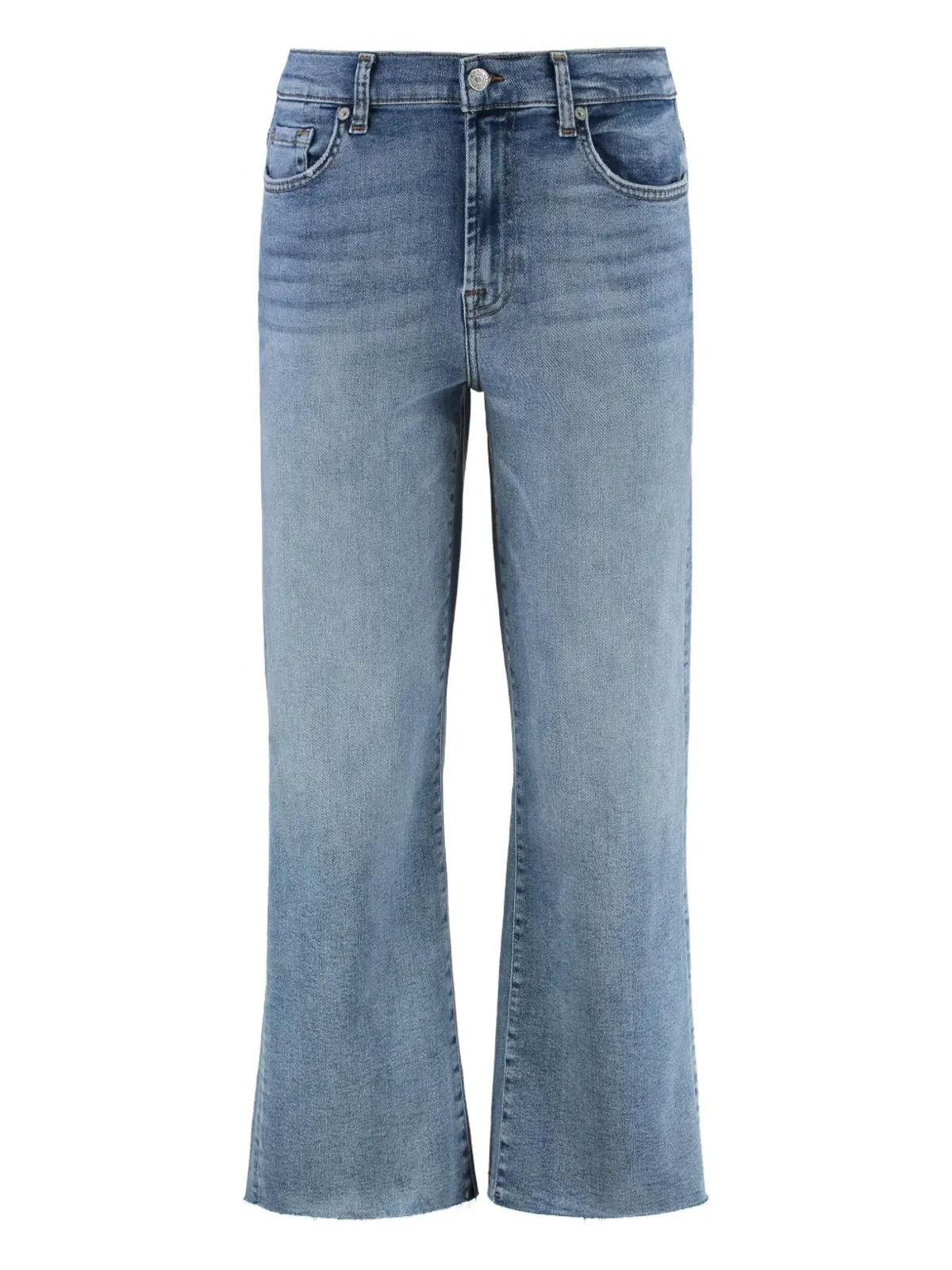 7 For All Mankind Alexa フリンジヘム クロップド ブーツカット ジーンズ - ブルー - 画像1