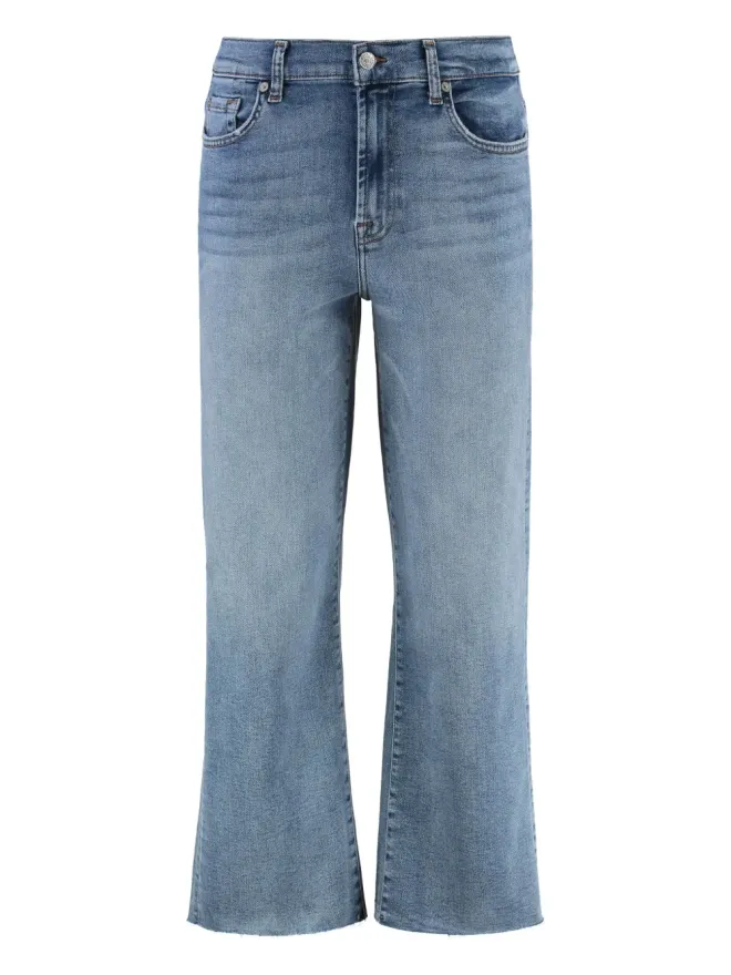 7 For All Mankind 7 For All Mankind Alexa フリンジヘム クロップド ブーツカット ジーンズ - ブルーの商品画像