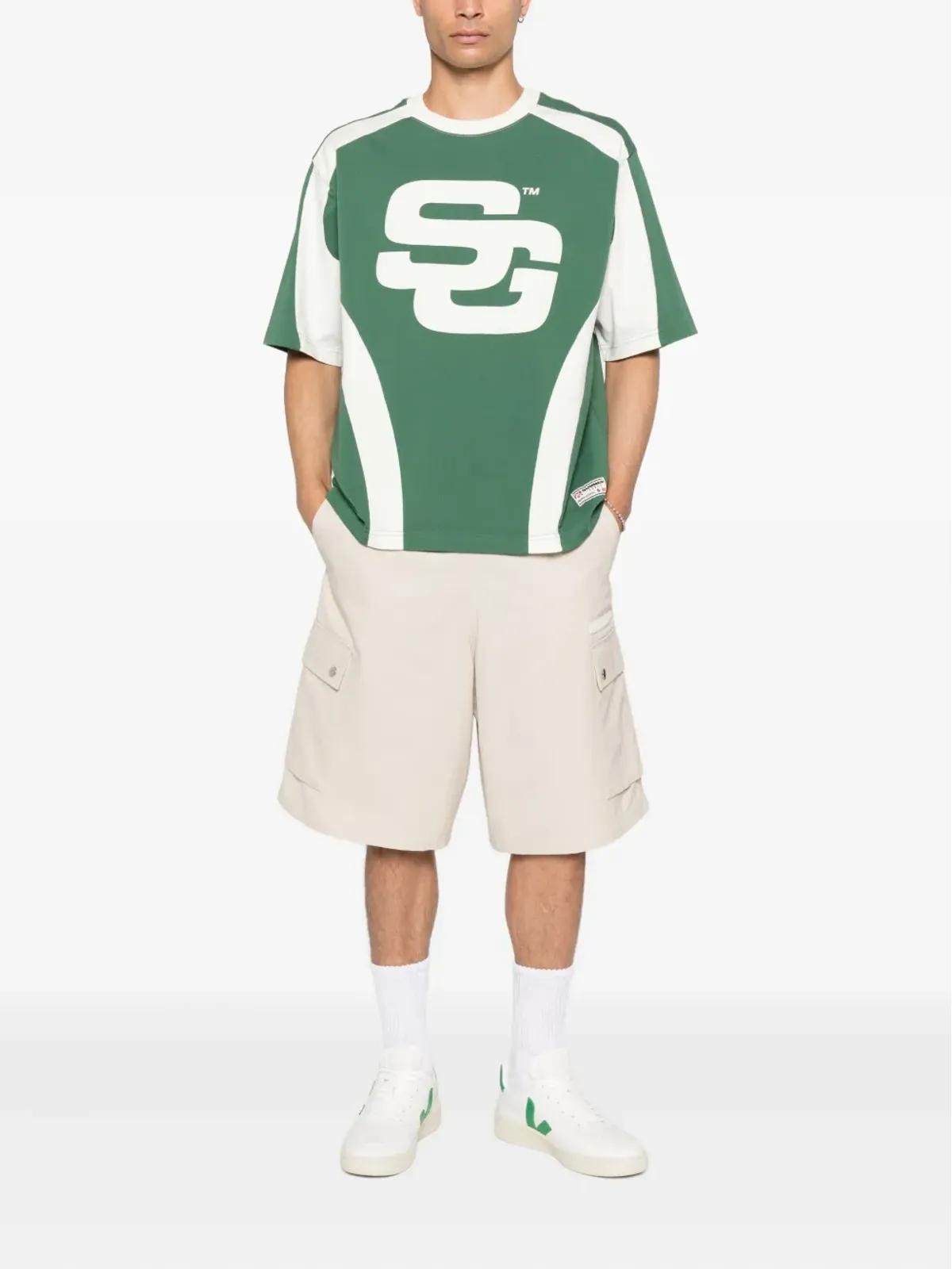 SUMMER GAMES パネルドロゴTシャツ - グリーン - 画像2