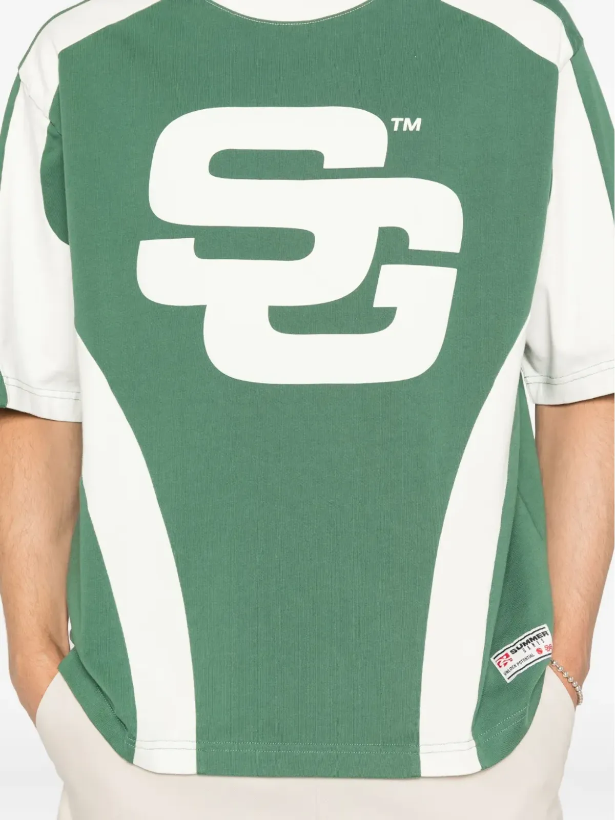 SUMMER GAMES パネルドロゴTシャツ - グリーン - 画像4