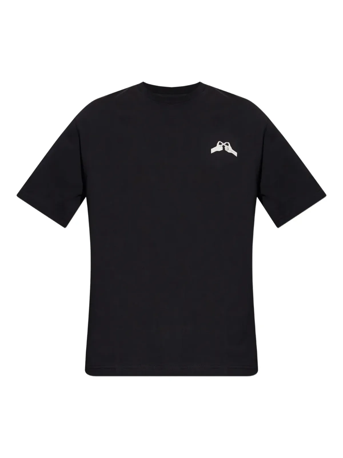 SAMSOE SAMSOE Saflorianハンドモチーフ オーガニックコットン Tシャツ - ブラック - 画像1