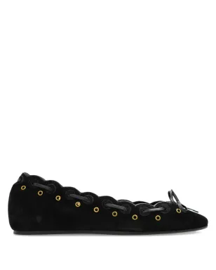 ISABEL MARANT バルフィ スカラップアイレット バレエフラット - ブラック - サムネイル1
