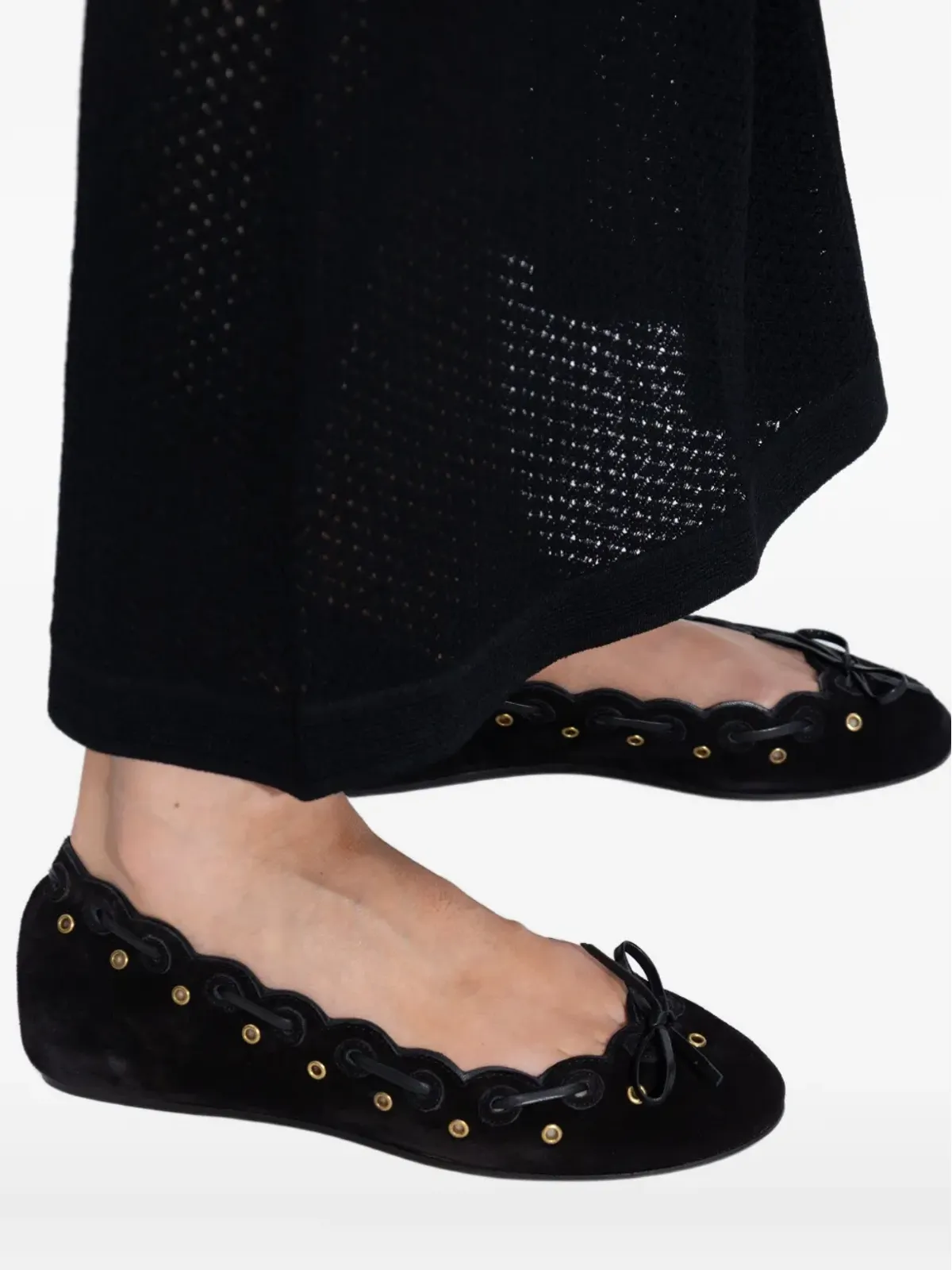 ISABEL MARANT バルフィ スカラップアイレット バレエフラット - ブラック - 画像5