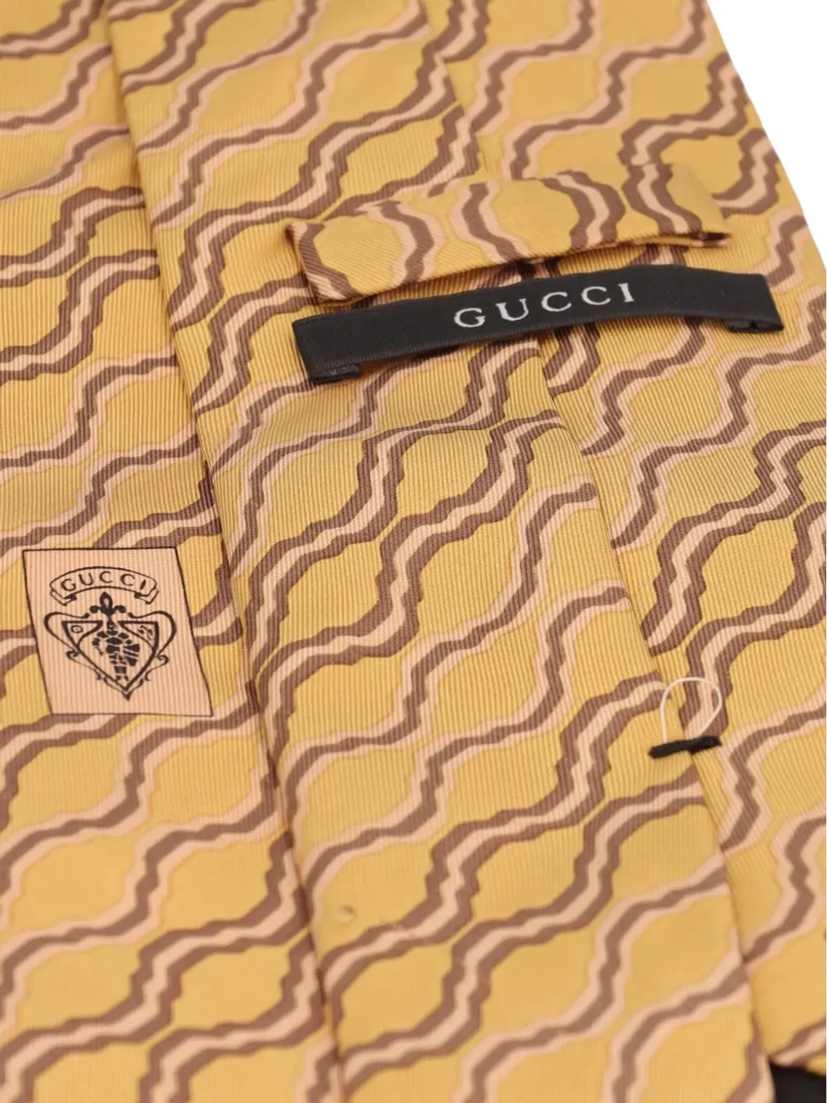 Gucci ビンテージ 幾何学プリント シルクタイ - イエロー - 画像2