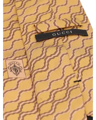 Gucci ビンテージ 幾何学プリント シルクタイ - イエロー - サムネイル2