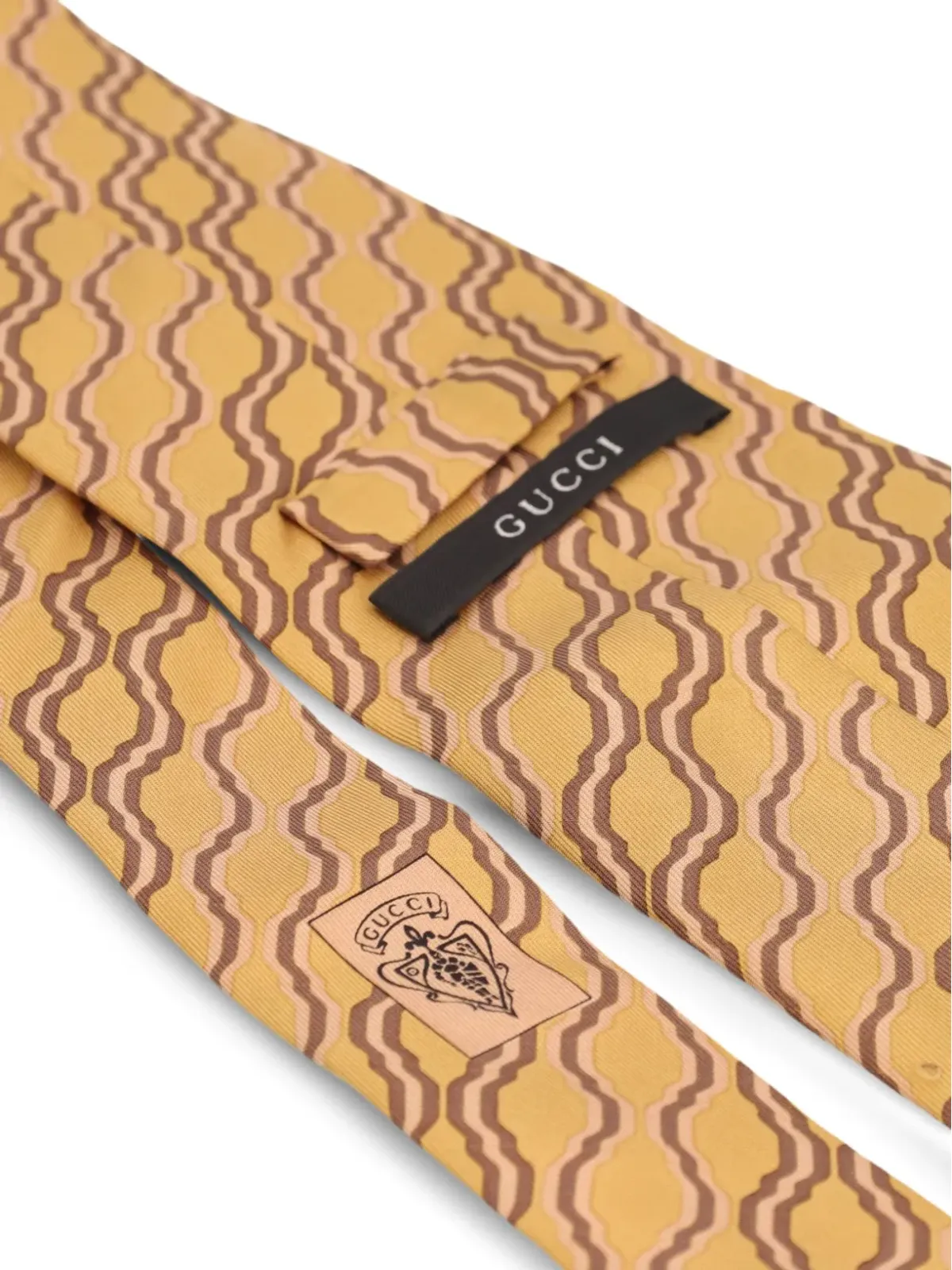 Gucci ビンテージ 幾何学プリント シルクタイ - イエロー - 画像3