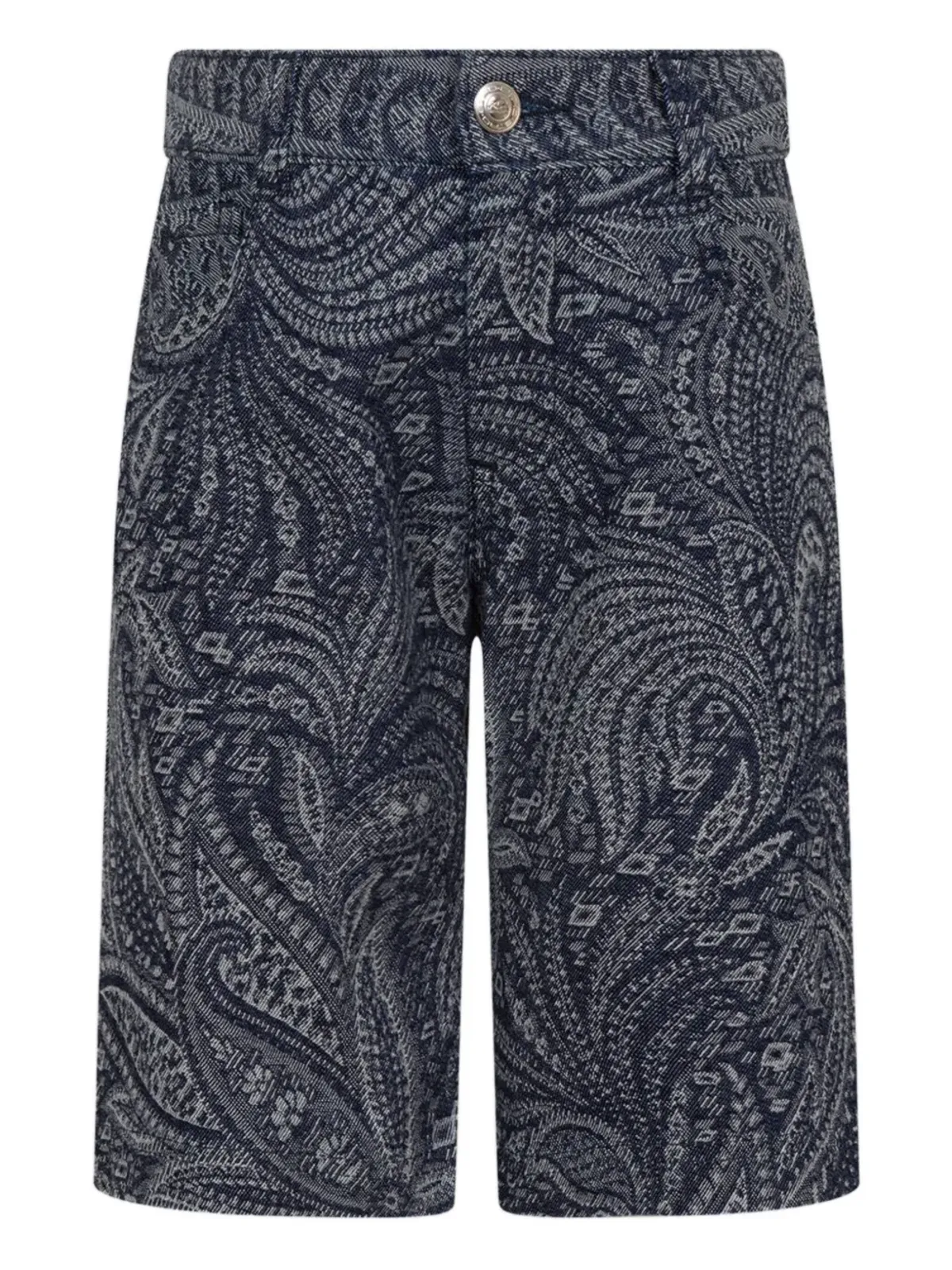 ETRO KIDS paisley jacquard denim shorts - Blue - 画像1