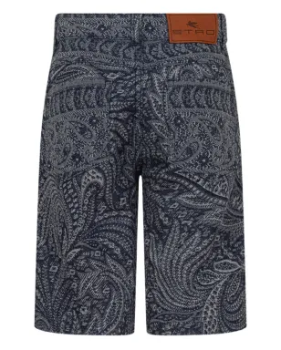 ETRO KIDS paisley jacquard denim shorts - Blue - サムネイル2