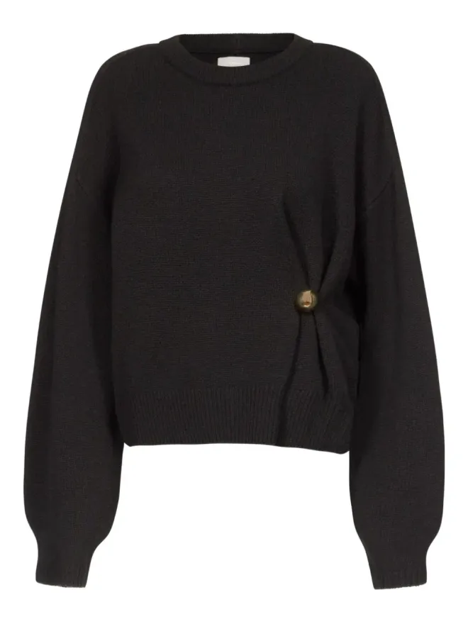 Loulou de Saison LouLou de Saison Bill ドレープ メタリック装飾 セーター（ブラック）の商品画像