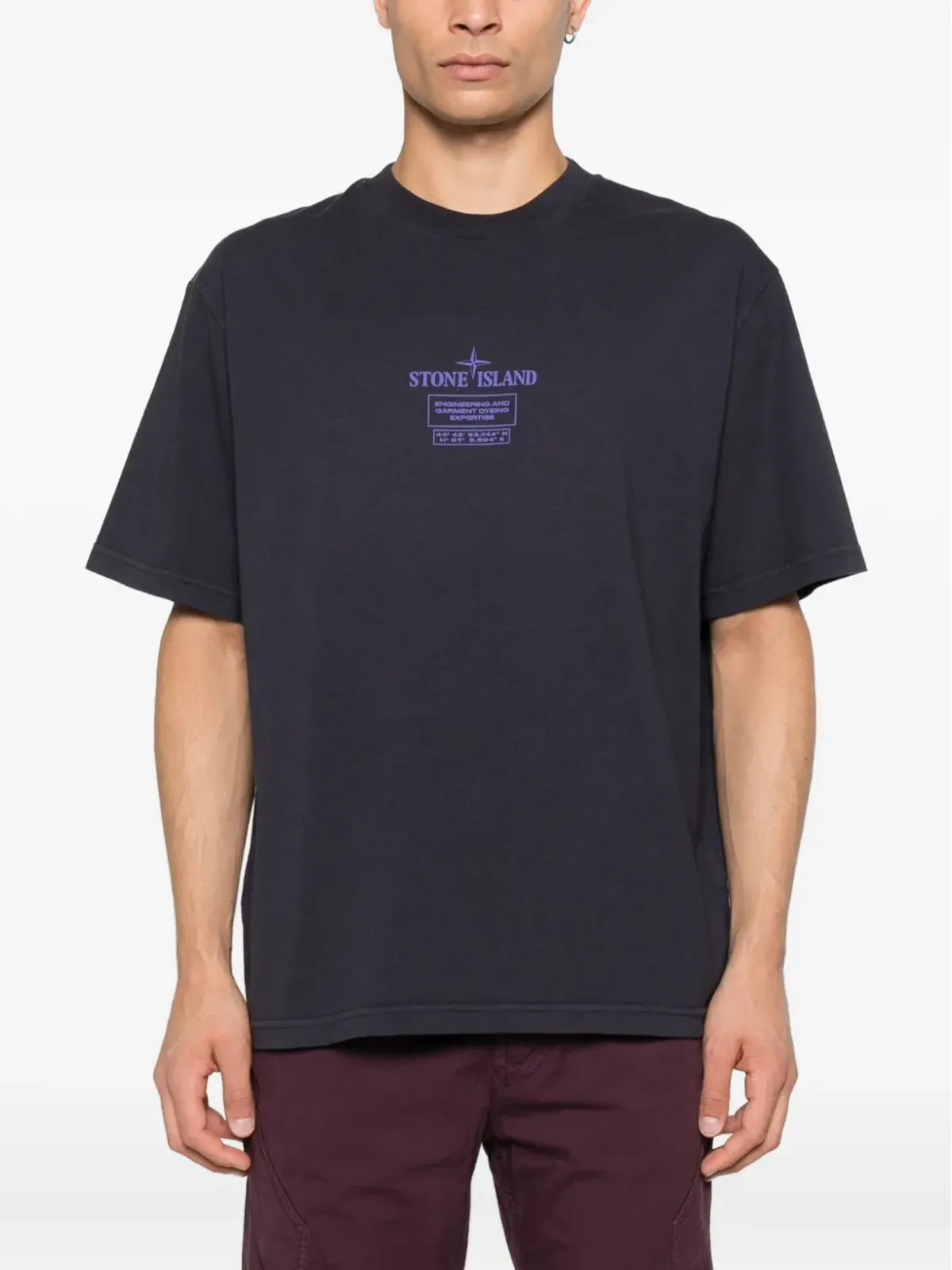 Stone Island コームドコットン ロゴプレート Tシャツ - 画像3