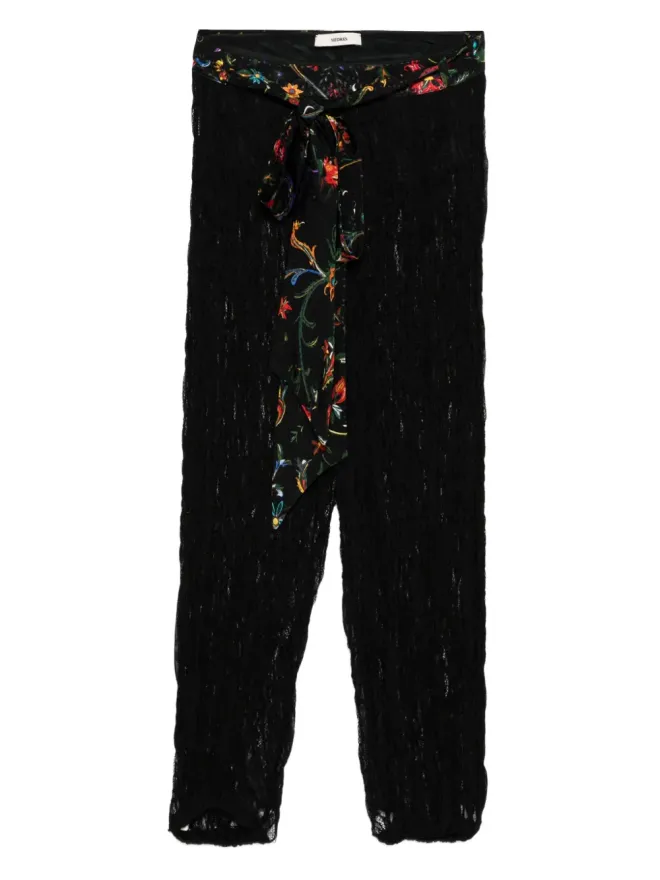 SIEDRES SIEDRES floral-print lace trousers - Blackの商品画像