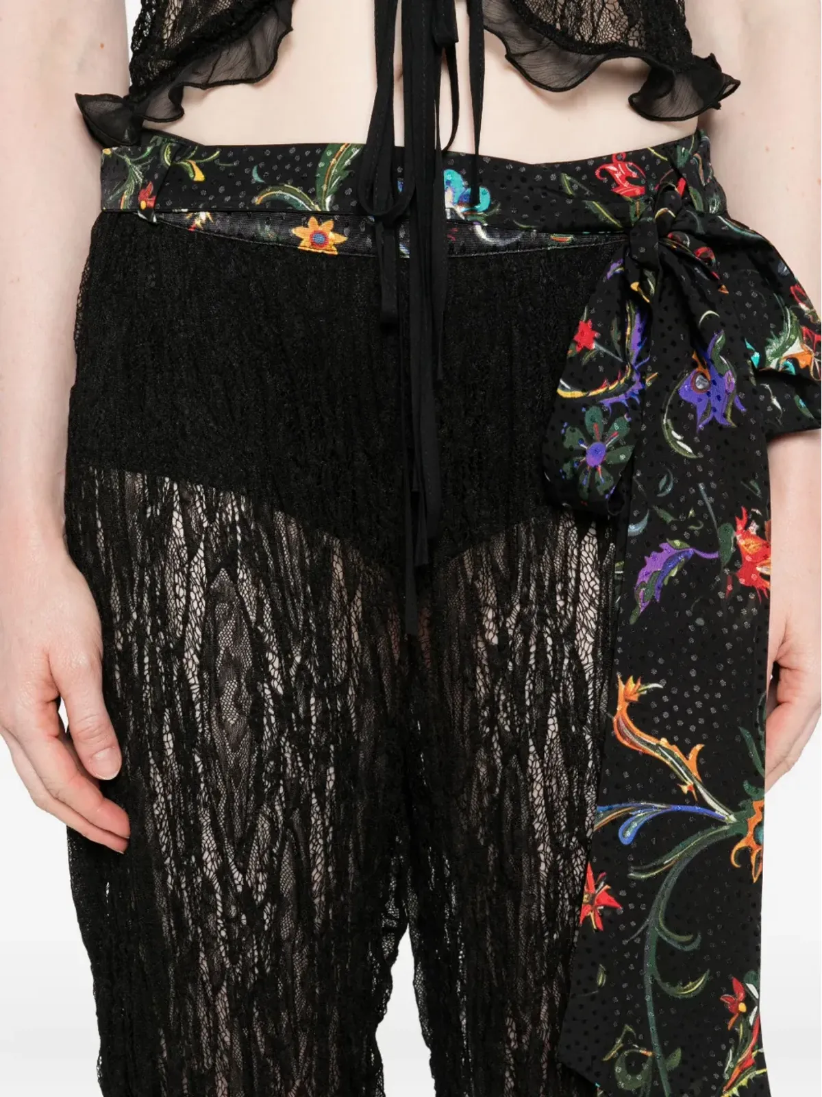 SIEDRES floral-print lace trousers - Black - 画像5