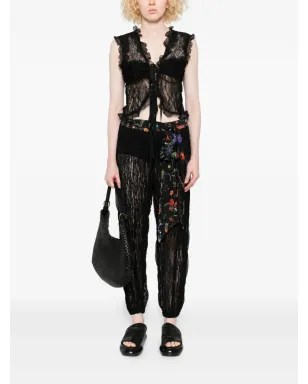 SIEDRES floral-print lace trousers - Black - サムネイル2