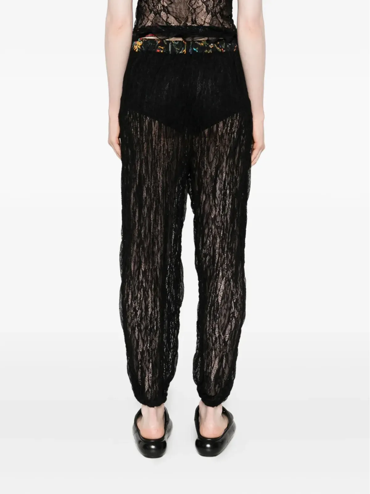 SIEDRES floral-print lace trousers - Black - 画像4