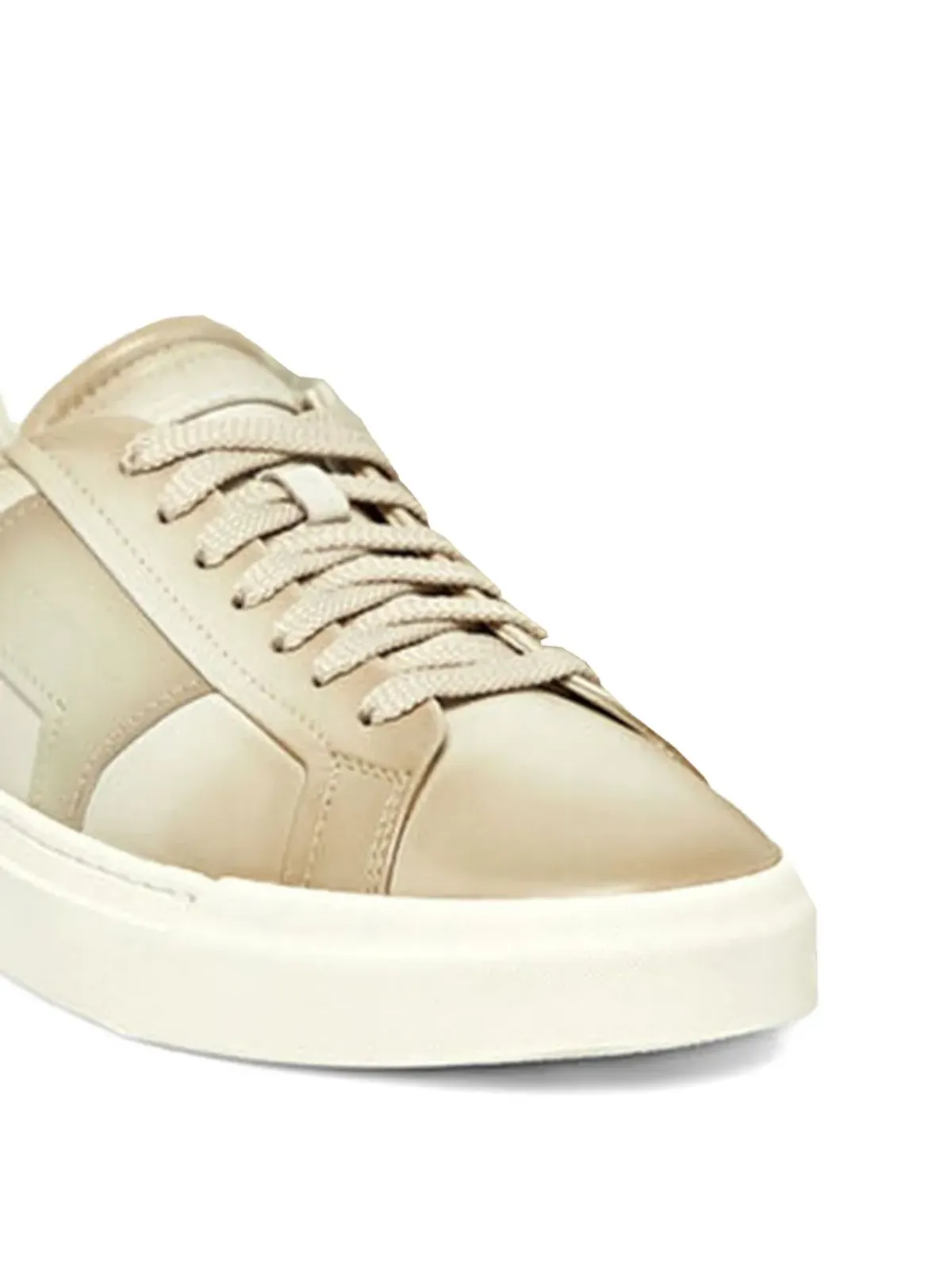 Santoni レザーパネルドスニーカー - Neutrals - 画像3