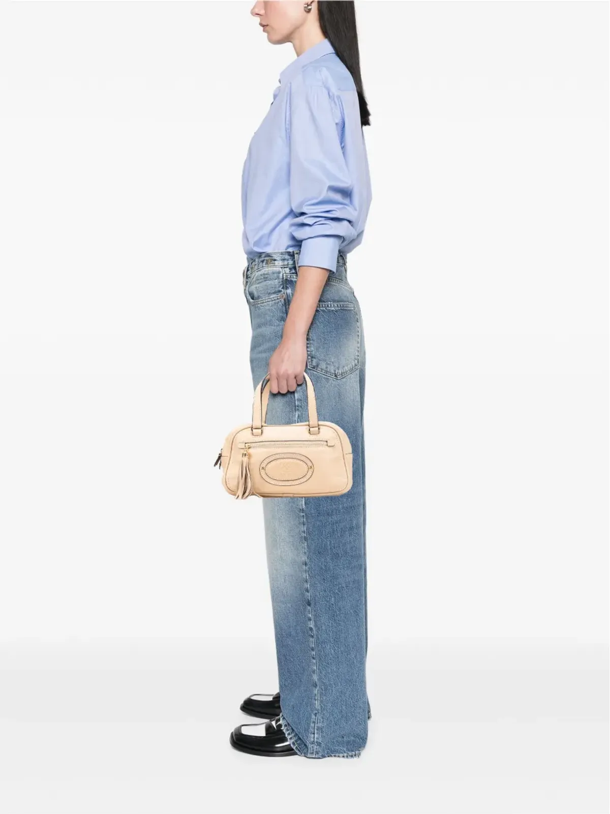 Loewe ビンテージ 2007 ミニアナグラム レザー タッセル ハンドバッグ ブラウン - 画像2
