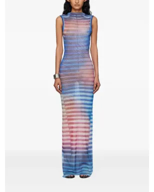 Jean Paul Gaultier ストライプ柄マキシドレス ブルー - サムネイル1